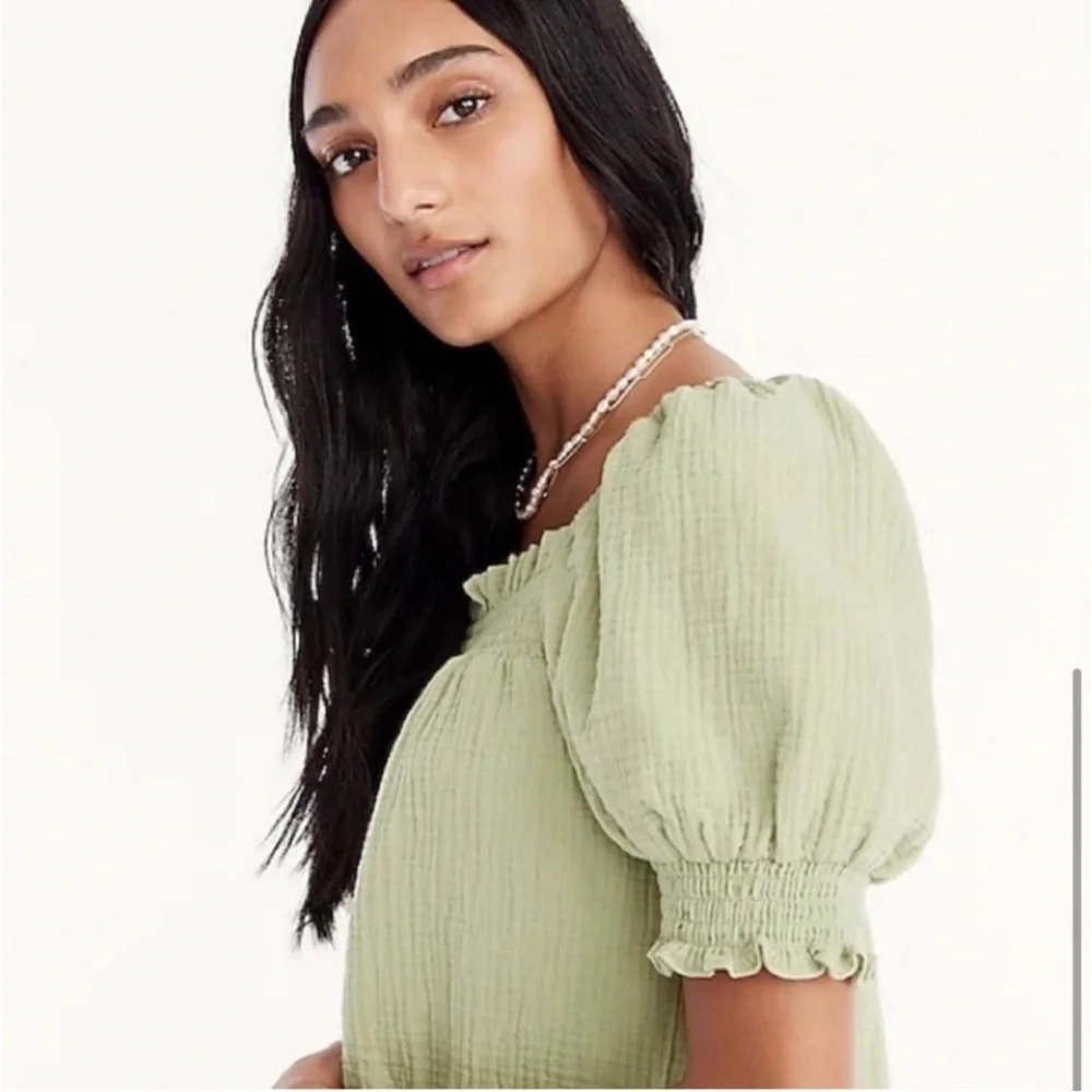 J.Crew Squareneck puff-sleeve soft gauze top